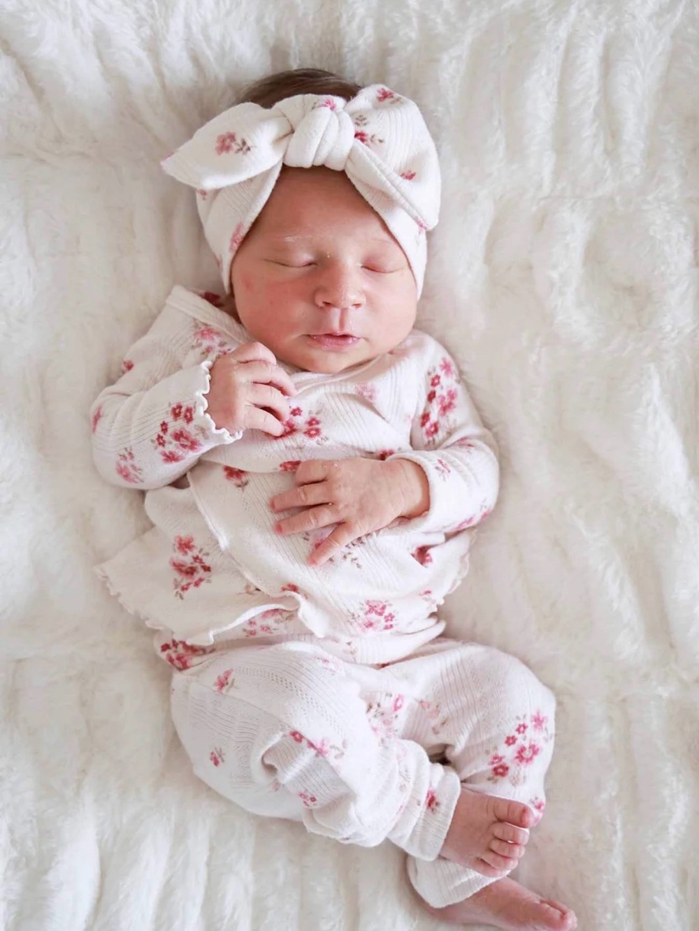 Caden Lane Pointelle Crossover Top Bottom & Bow | Precious Posies